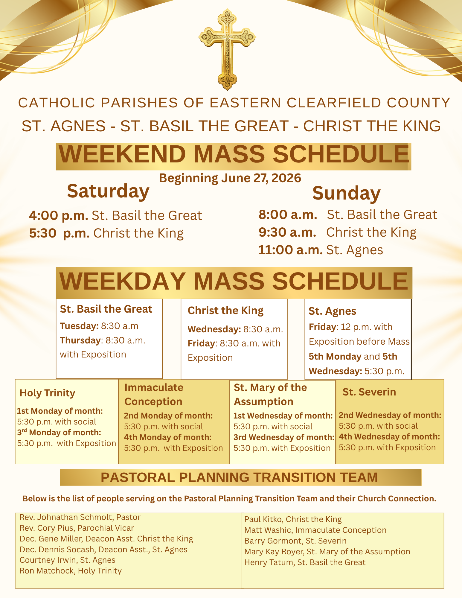 New Mass Schedule